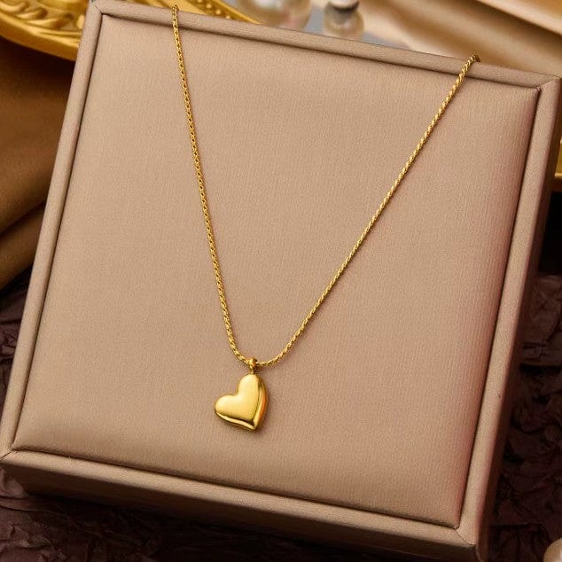Blinket Hjerte halskjede – Gullfarget