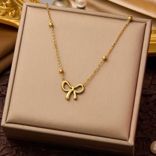 Blinket Sløyfe halskjede – Gullfarget