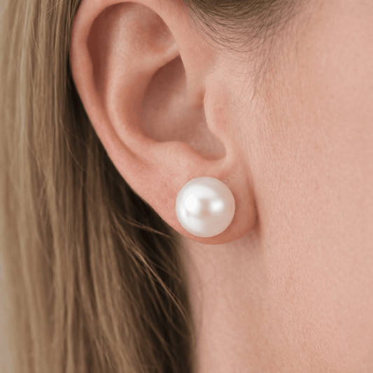 Perleøredobber i 925 sølv – ekte ferskvannsperle (10–11mm) – Outlet