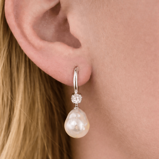 Barokk perledråper i 925 sølv – ekte ferskvannsperle