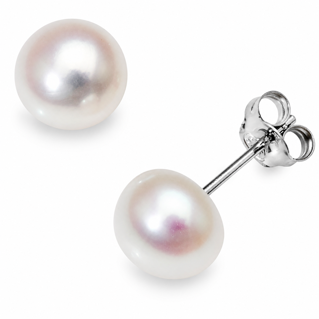 Freshwater pearl earrings in 925 sterling silver (7–8 mm)