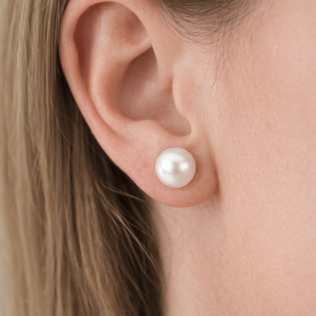 Blinket Perleøredobber i sølv – ekte hvit ferskvannsperle