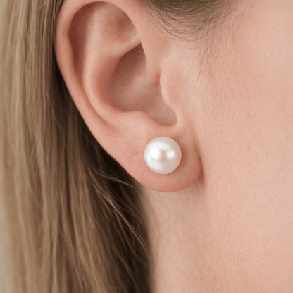 Blinket Perleøredobber i sølv – ekte hvit ferskvannsperle